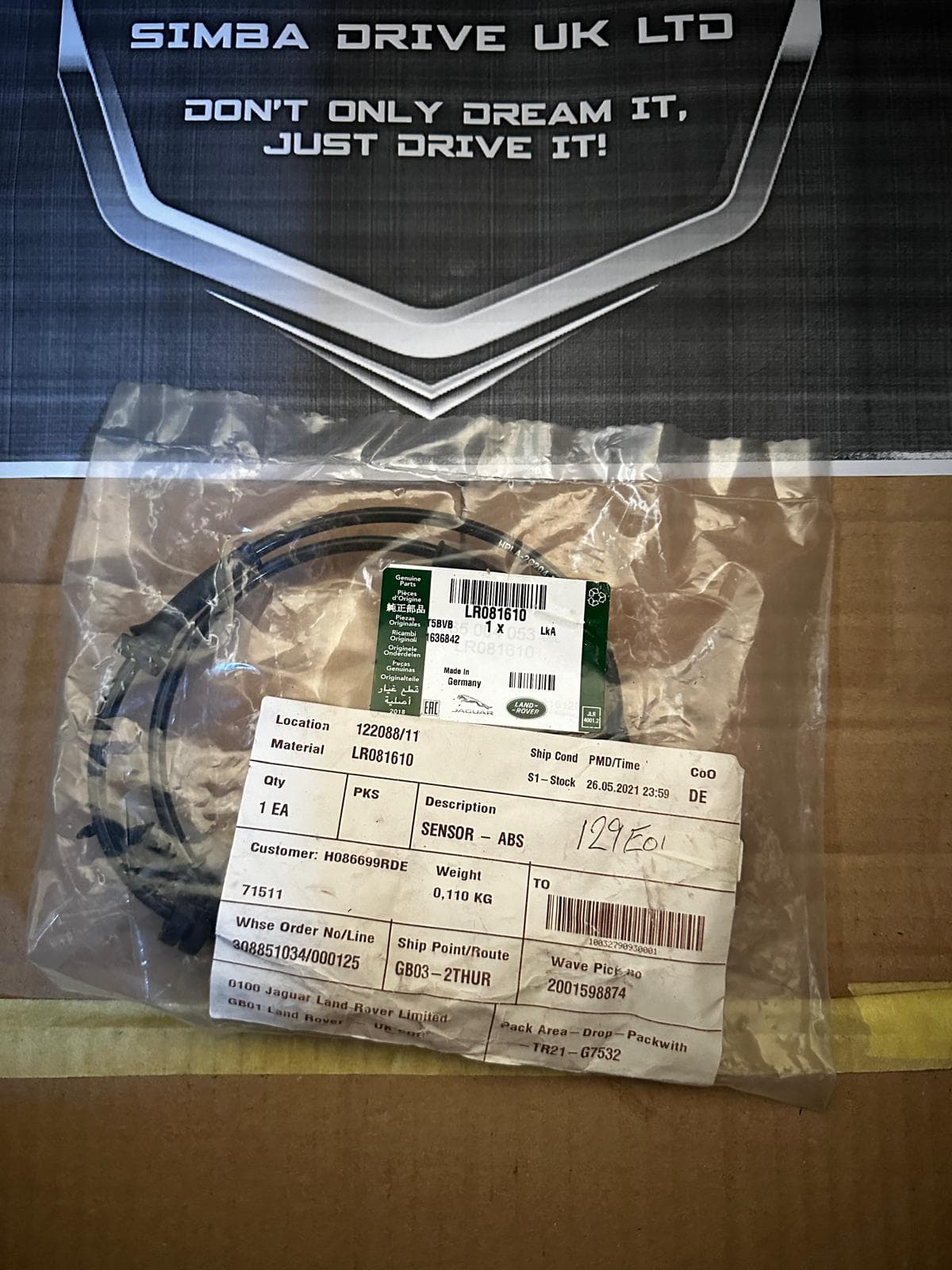GENUINE LAND ROVER DISCOVERY 5, DEFENDER, RR SPORT FRONT ABS SENSOR LR081610
