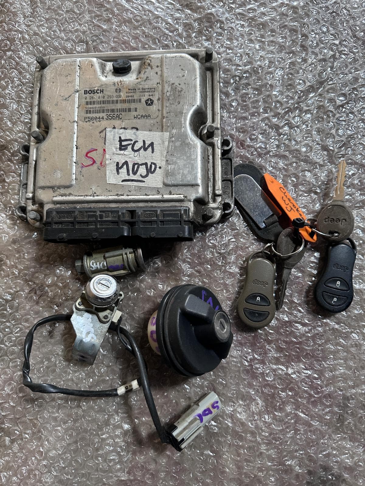 COMPLETE Engine Control Unit Module(ECU) Lock Set Key, Ignition Barrel,Fobs,Driver Front Door Barrels, Lockable Fuel Cap For JEEP CHEROKEE